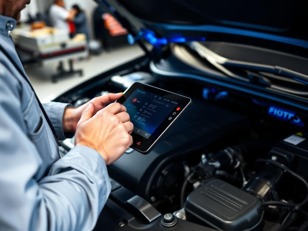 Mechanic running diagnostics